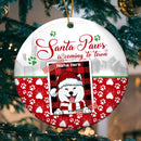 Personalised Santa Paws's Coming To Town Circle Ceramic Ornament - Personalized Dog Lovers Decorative Christmas Ornament