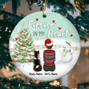Forever In My Heart Pastel Mint Circle Ceramic Ornament - Personalized Dog Lovers Decorative Christmas Ornament