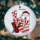 Personalised Love Xmas Pattern Word-art Circle Ceramic Ornament - Personalized Dog Lovers Decorative Christmas Ornament