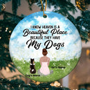 I Know Heaven Is A Beautiful Place Circle Ceramic Ornament - Personalized Dog Lovers Decorative Christmas Ornament