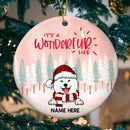 It's A Wonderful Life Pinktone Circle Ceramic Ornament - Personalized Dog Lovers Decorative Christmas Ornament