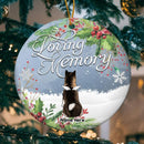 In Loving Memory Grey Sky Memorial Circle Ceramic Ornament - Personalized Angel Dog Decorative Christmas Ornament