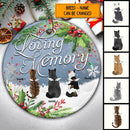 In Loving Memory Grey Sky Memorial Circle Ceramic Ornament - Personalized Angel Cat Decorative Christmas Ornament