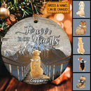 Forever In Our Heart Bridge And Mountain Circle Ceramic Ornament - Personalized Angel Dog Decorative Christmas Ornament