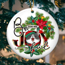 Personalised Be Joyful White Circle Ceramic Ornament - Personalized Cat Lovers Decorative Christmas Ornament
