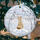 Personalised Cat In Snowy Field Memorial Circle Ceramic Ornament - Personalized Angel Cat Decorative Christmas Ornament