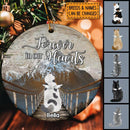 Forever In Our Heart Bridge And Mountain Circle Ceramic Ornament - Personalized Angel Cat Decorative Christmas Ornament