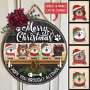 Merry Christmas Hope You Brought Alcohol - Black Wooden - Personalized Cat Christmas Door Sign