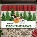 Deck The Paws - Dachshund In Snow - Red Plaid - Personalized Dog Christmas Doormat