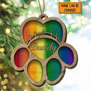Personalised Pet Rainbow Memorial Paw Shaped Wooden Ornament - Personalized Dog & Cat Lovers Christmas Ornament