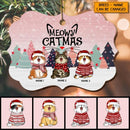 Personalised Meowy Catmas Pinktone Ornate Shaped Wooden Ornament - Personalized Cat Lovers Decorative Christmas Ornament