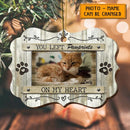You Left Pawprints On My Heart Ornate Shaped Wooden Ornament - Personalized Cat Lovers Decorative Christmas Ornament