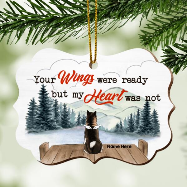 Personalised Your Wings Were Ready Ornate Shaped Wooden Ornament - Personalized Angel Dog Decorative Christmas Ornament