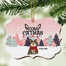 Personalised Meowy Catmas Pinktone Ornate Shaped Wooden Ornament - Personalized Cat Lovers Decorative Christmas Ornament