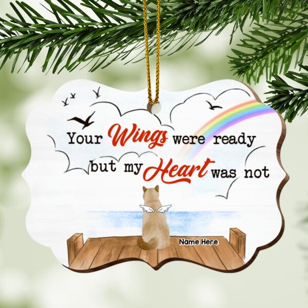 Personalised Your Wings Were Ready Ornate Shaped Wooden Ornament - Personalized Angel Cat Decorative Christmas Ornament