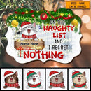 On The Naughty List And I Regret Nothing Ornate Shaped Wooden Ornament - Personalized Cat Decorative Christmas Ornament