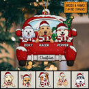 Personalised Dog On Red Truck Shaped Wooden Ornament - Personalized Dog Lovers Decorative Christmas Ornament