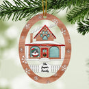 Personalised Cat In Cozy Home Oval Shaped Wooden Ornament - Personalized Cat Lovers Decorative Christmas Ornament