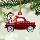 Personalised Dog In Red Plaid Truck Shaped Wooden Ornament - Personalized Dog Lovers Decorative Christmas Ornament