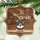 Tis The Season Brown Wooden Ornate Shaped Wooden Ornament - Personalized Cat Lovers Decorative Christmas Ornament