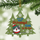 It's The Most Wonderful Time Pine Tree Shaped Wooden Ornament - Personalized Cat Lovers Decorative Christmas Ornament