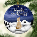 Forever In Our Hearts Stars Sky Night Circle Ceramic Ornament - Personalized Angel Cat Decorative Christmas Ornament
