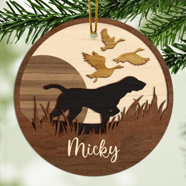 Personalised Hunting Labrador Wooden Circle Ceramic Ornament - Personalized Dog Lovers Decorative Christmas Ornament
