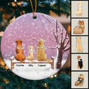 Falling Snowflake Purple Sky Memorial Circle Ceramic Ornament - Personalized Angel Dog Decorative Christmas Ornament