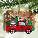Merry Christmas Red Truck Wooden Ornate Shaped Wooden Ornament - Personalized Cat Lovers Decorative Christmas Ornament