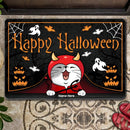 Happy Halloween - Halloween Costume - Personalized Cat Halloween Doormat