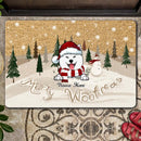 Merry Woofmas - Brown Snow Field - Personalized Dog Christmas Doormat