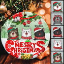 Personalised Merry Christmas Red & Green Circle Ceramic Ornament - Personalized Cat Lovers Decorative Christmas Ornament