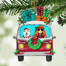 Truck Ornament, Girl And Dog Ornament, Personalized Dog Breed Bauble, Christmas Gifts For Dog Lovers