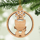 Cute Cat With Name, Customized Wooden Shape Ornament, Personalized Cat Lovers Decorative Christmas Ornament