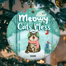 Meowy Cats Mess, Winter Bauble, Personalized Cat Breeds Ornament, Ceramic Christmas Ornament
