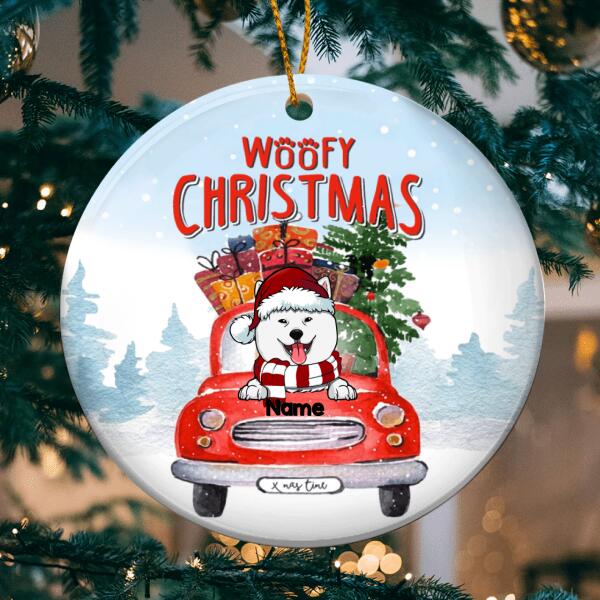 Woofy Christmas, Christmas Truck Bauble, Personalized Dog Breeds Ornament, Xmas Gifts For Dog Lovers