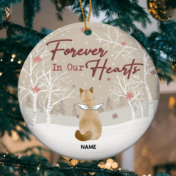 Forever In Our Hearts, Cat Memorial Ornament, Personalized Cat Breeds Ornament, Loss Of Cat Gift