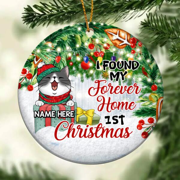 I Found My Forever Home 1st Christmas, Xmas Tree Bauble, Personalized Christmas Cat Breeds Ornament