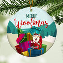 Merry Woofmas, Christmas Gifts Bauble, Personalized Dog Breeds Circle Ceramic Ornament, Xmas Gifts For Dog Lovers