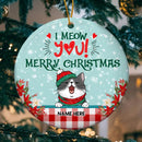 I Meow You Merry Christmas, Plaid Bauble, Personalized Cat Breeds Circle Ceramic Ornament, Xmas Gifts For Cat Lovers