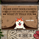 Please Keep Door Closet Don't Let The Dogs Out, Peeking From Curtain, Personalized Dog Breeds Doormat