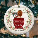 Cat Mom And Her Cat Flowers, Personalized Cat Lovers Decorative Christmas Ornament