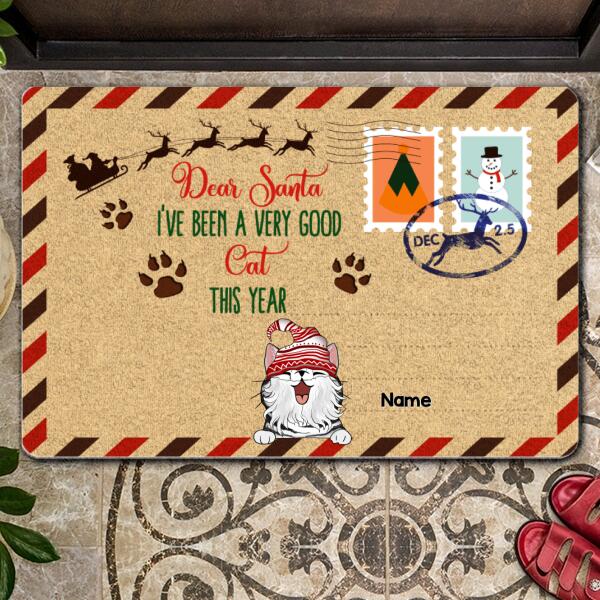 Dear Santa We've Been Very Good Cats This Year, Christmas Letter, Personalized Christmas Cat Breeds Doormat