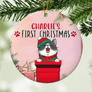 Cat 1st Christmas, Christmas Gifts Circle Ceramic Ornament, Personalized Cat Breed Ornament, Xmas Gifts For Cat Lovers