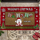 Merry Woofmas Happy, Dark Red Frame, Personalized Dog Christmas Doormat