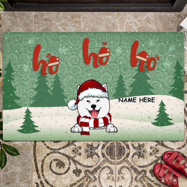 Ho Ho Ho, Christmas Trees, Green Doormat, Personalized Dog Breeds Doormat, Christmas Home Decor