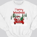 Merry Woofmas, Christmas Tree & Red Truck, Personalized Dog Breeds Sweatshirt, Sweatshirt For Dog Lovers