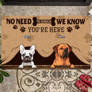 No Need To Knock We Know You're Here, Peeking From Curtain, Personalized Dog Breeds Doormat, Gifts For Dog Lovers