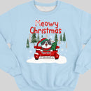 Meowy Christmas, Christmas Tree & Red Truck, Personalized Cat Breeds Sweatshirt, Sweatshirt For Cat Lovers