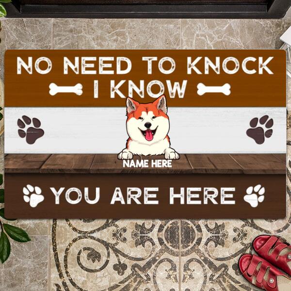 No Need To Knock I Know You Are Here, Pawprints Doormat, Personalized Dog Breeds Doormat, Home Decor